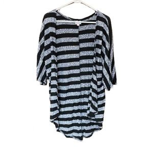 LuLaRoe Lindsay Blue Black Striped Size Small